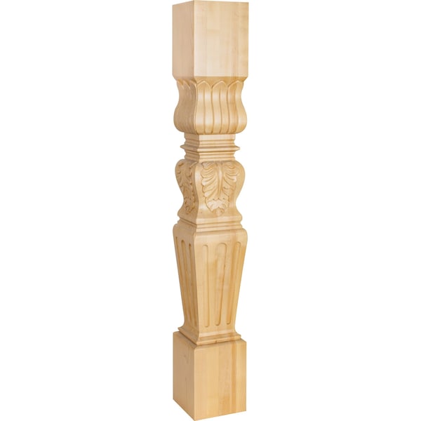 Hardware Resources 5" Wx5"Dx35-1/2"H Rubberwood Fluted Acanthus Post P29RW - main